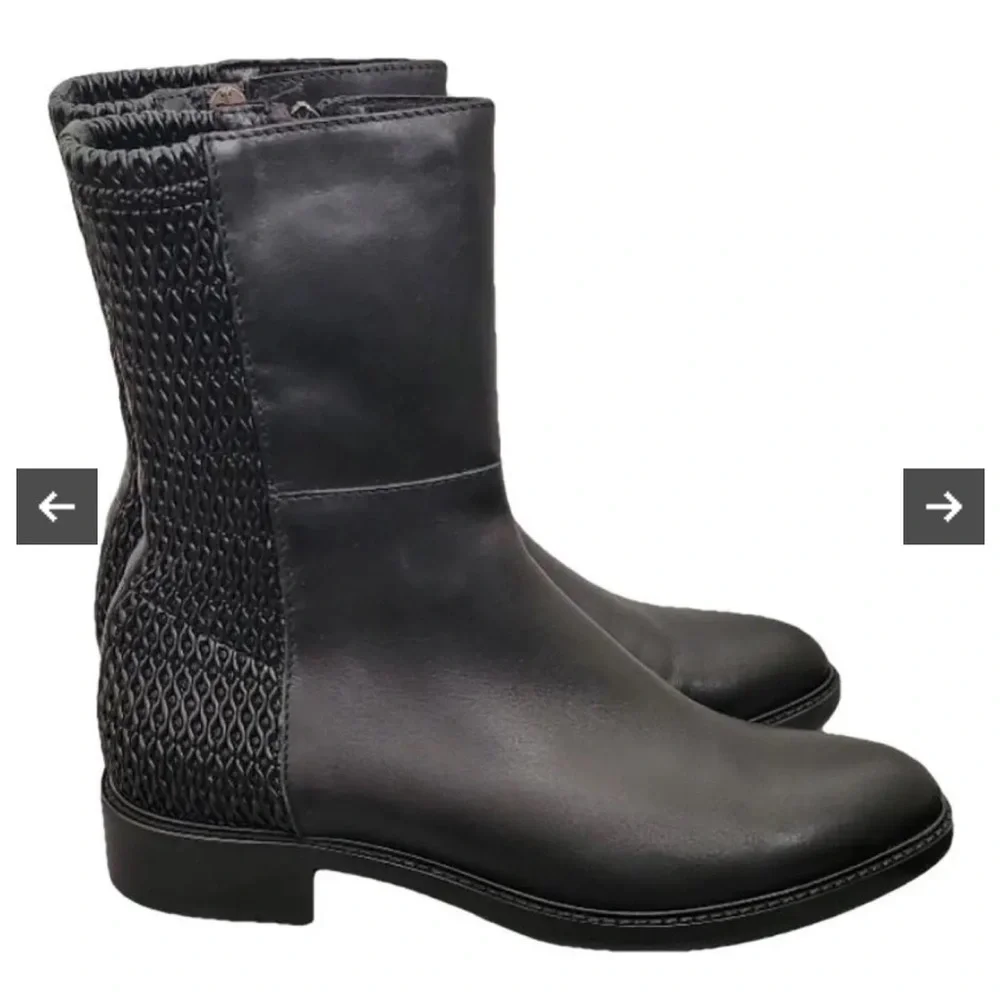 • Aquatalia • Women’s Geneen Calf Black Leather Italian Ankle Boots Weatherproof